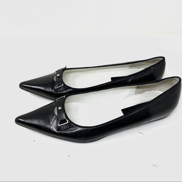 Marc Jacobs black pointy toe leather flats 8.5 A7 - Picture 2 of 9
